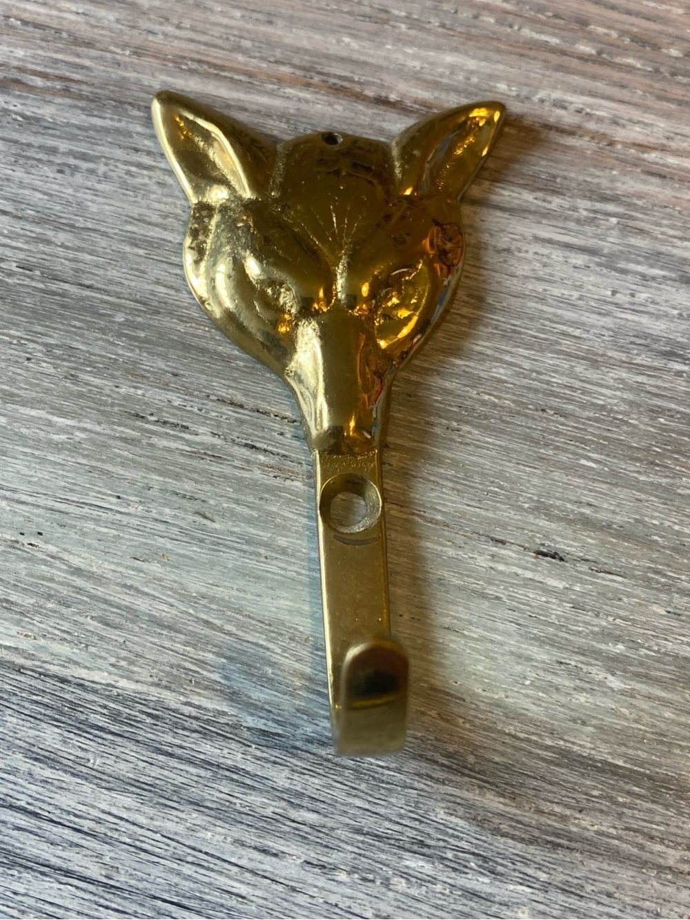 Brass Fox Wall Hook Vintage Solid Brass Heavy Animal Head Decor Key Holder